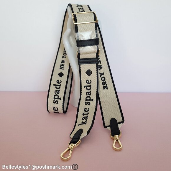 KATE SPADE Webbing Bag Strap with Embroidered Logo- Light Natural color ⭐ - Picture 2 of 16